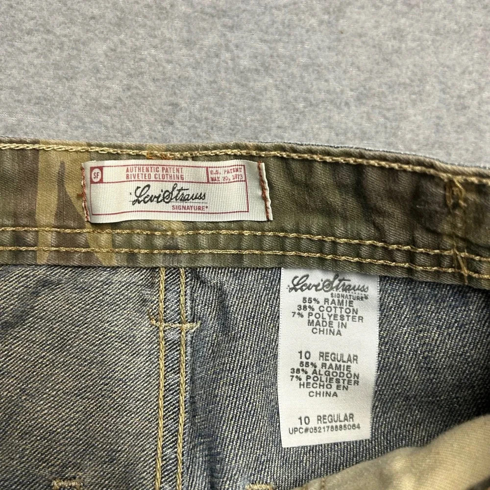 Levi Strauss Signature Cargo Shorts Blue Boys Size 10 Regular Camo Trim 0220